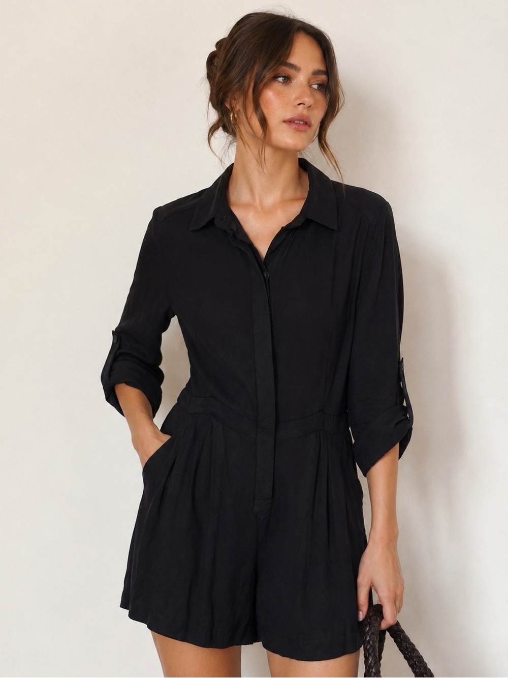 Milly Black Silk Blend Romper